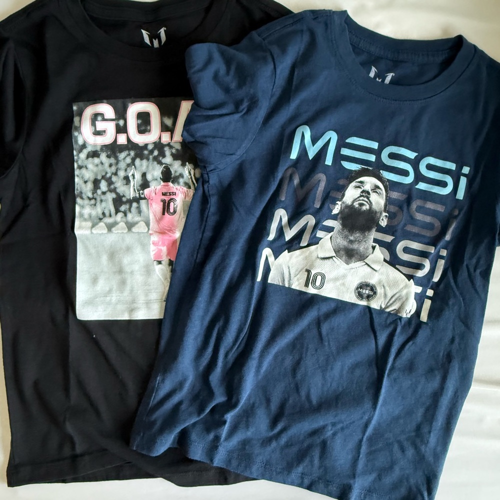 Kids Messi Graphic T-Shirts - Black and Blue